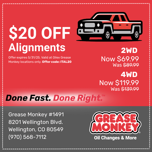 $20 Off Alignment Coupon Houston Oilex Grease Monkey