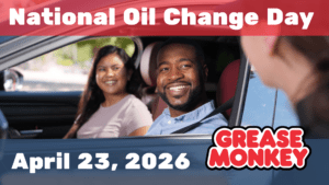 Customers arriving for National Oil Change Day Grease Monkey